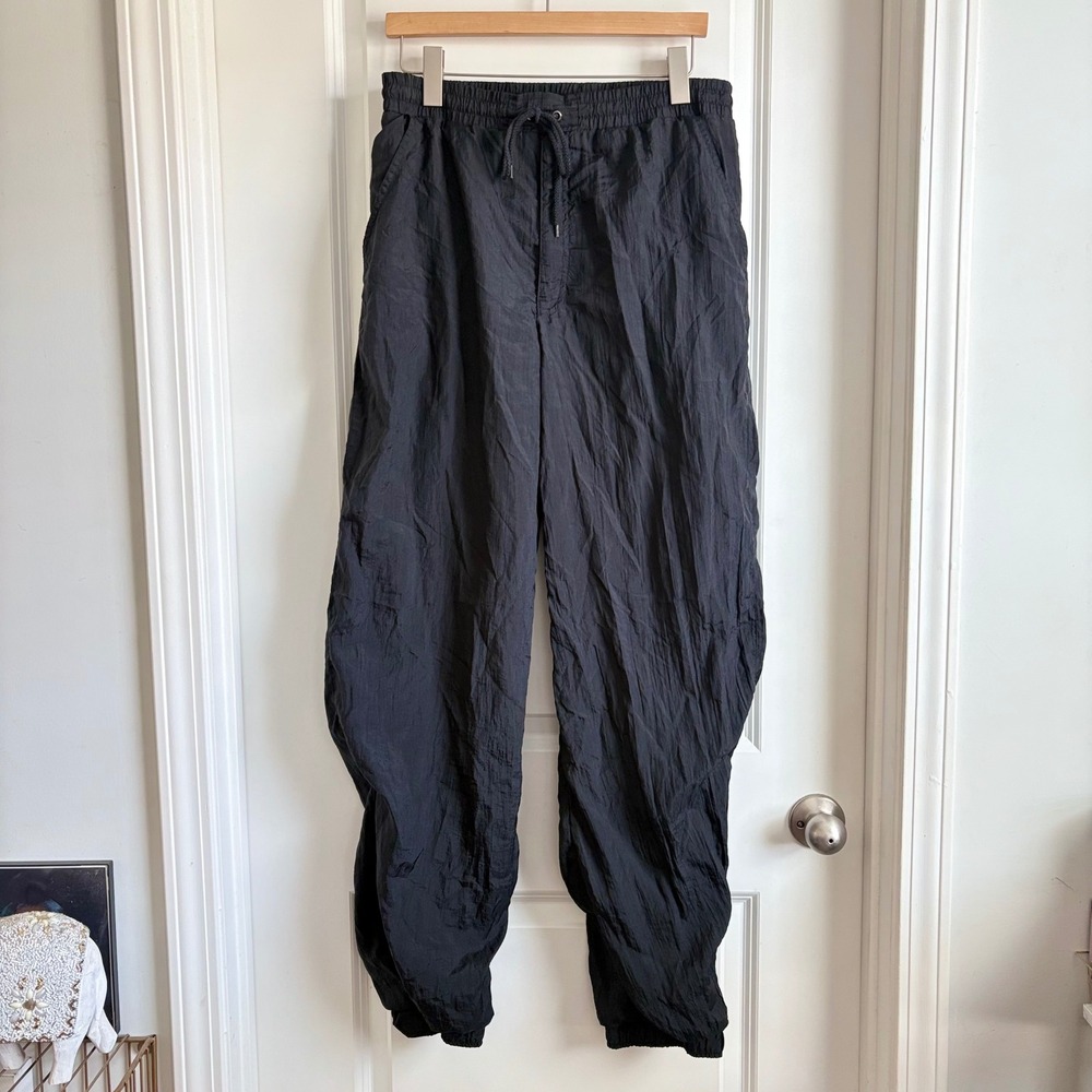 Vtg 90s Christian Dior Monsieur Track Pants Black Nylon Lined Parachute Joggers